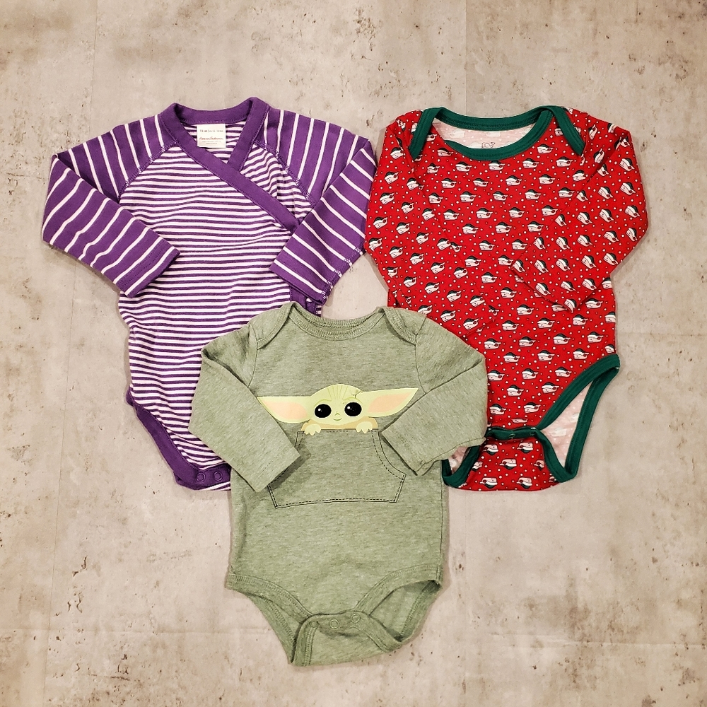 Bundle: Hanna Anderson Vineyard Vines Star Wars 3 Onesies Sz 3-6 & 12-18 Months